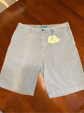 TORI RICHARD Newport Chambray Blue Chino Shorts Mens 34 Inseam 9" Preppy Beach